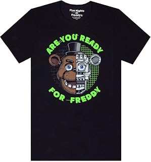 T-Shirt for Boys | Childrens FNAF Top | Freddy Fazbear Character Shirt for Kids | Short Sleeve Black Gamer tee |Video Game Clothing