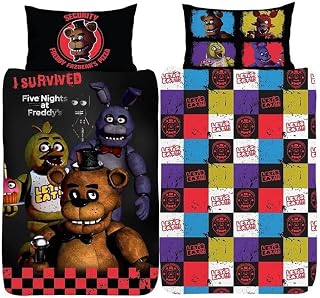 FNAF FIVE NIGHTS AT FREDDY'S Single Duvet Cover | Freddy Fazbear's Pizza Design | Officially Licensed Reversible Two Sided Design