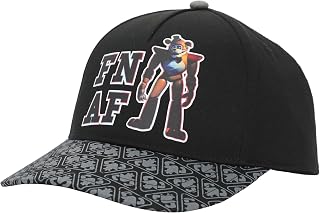 Five Nights at Freddy's AOP Brim Black Baseball Cap, Black, Kids One Size