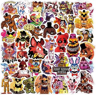 Anime Stickers, 50pcs Five Nig_ht's Vinyl Waterproof Graffiti Decals for Laptop Skateboard Guitar, Kid and Teens