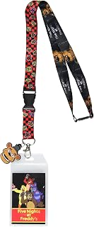 Five Nights at Freddy's Lanyard FNAF Reversible ID Lanyard Badge Holder Character Card Freddy Fazbear 1.5" Rubber Charm
