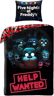 Halantex Five Nights at Freddy's Hello Wanted, reversible duvet cover 140 x 200 cm with pillowcase 70 x 90 cm, 100% polyester multi-coloured FNAF