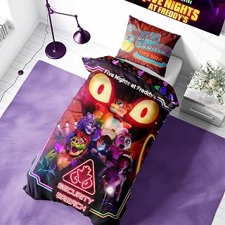 Halantex FNAF Security Breach Single Duvet Cover and Pillowcase Set – Poly-Cotton Blend – Reversible Bedding for Kids – Comfortable, Durable, and Easy Care