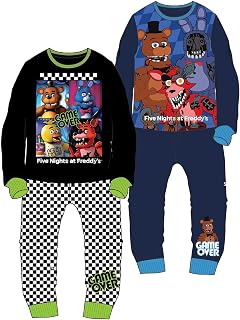 FIVE NIGHTS AT FREDDY'S Kids Pack of 2 Pyjama Set - 100% Cotton - Sleepwear for Boys & Girls - Sizes 7 to 14 Years