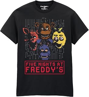 Five Nights at Freddy’s Black T-Shirt – Official Licensed Adult Tee | 4 Heads Graphic Shirt | Unisex Fit