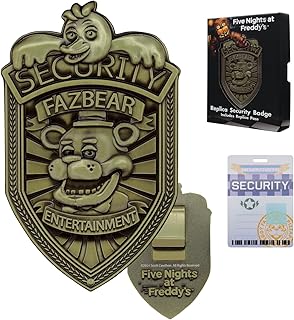 Five Nights at Freddy's Replica Security Badge – Limited Edition Antique Brass Coloured FNAF Collectible with Clip, Pass & Collector's Box