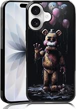 Black Cute FNAF Phone Case Fit for iPhone 17, TPU Shockproof Protective iPhone Case Horror Five Nights Video Game Phone Cover Gift for Boy Girl Men Women