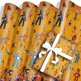 5 Sheets Five Nights at Freddy's Wrapping Paper 70cm x 50cm Kraft Gift Wrapping Paper For Kids Birthdays Party Decoration Party Favors Supply DIY Crafts Gift
