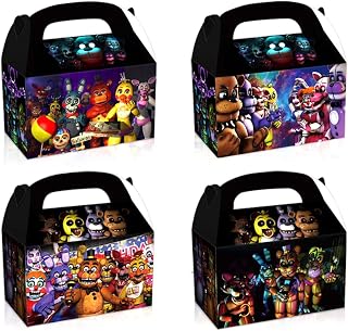 Cilnizriy 12Pcs Freddy's gift boxe, Goodie Gable Paper Gift Boxes With Handles for FNAF Gamers Birthday Party Supplies Decorations Party Favors
